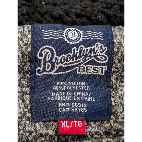 Brooklyn's Best Men's Black White Zip Winter Coat Cotton Polyester Blend Hoodie - Picture 8 of 8